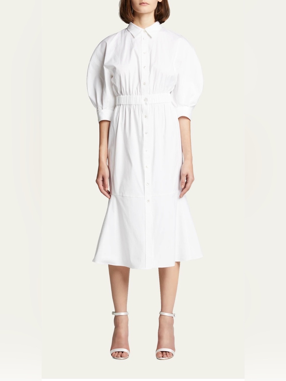 THEORY white cotton shirtdress
